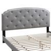 Twin Bed with Button Tufted Scalloped Headboard, Light Gray