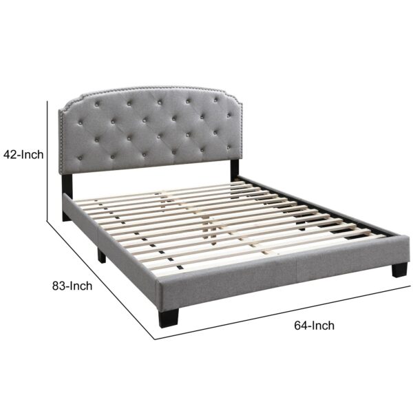 1502202669915ee39db9c.jpeg Queen Bed with Button Tufted Scalloped Headboard, Light Gray