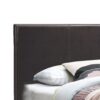 Transitional Style Leatherette Queen Bed with Padded Headboard, Dark Brown