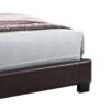 Transitional Style Leatherette Queen Bed with Padded Headboard, Dark Brown