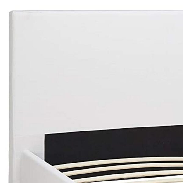 Transitional Style Leatherette Queen Bed with Padded Headboard, White