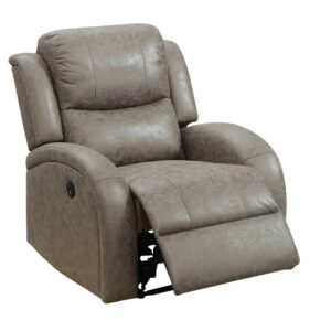 40 Inch Vegan Faux Leather Power Recliner with USB Port, Stone Gray