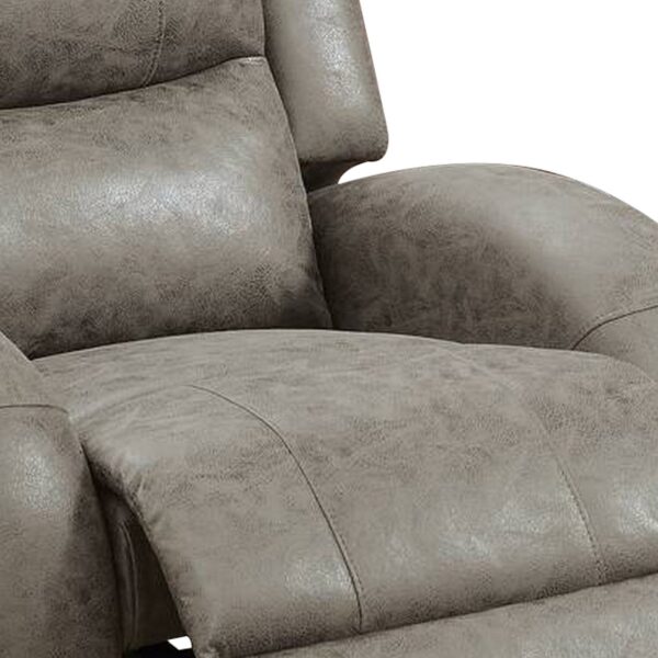 40 Inch Vegan Faux Leather Power Recliner with USB Port, Stone Gray