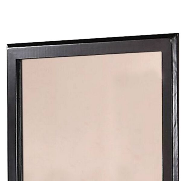 36 Inches Rectangular Wood Encased Mirror, Black