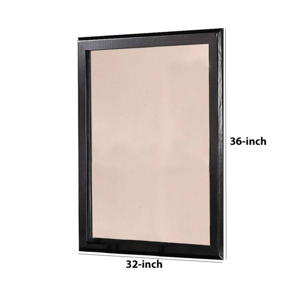 36 Inches Rectangular Wood Encased Mirror, Black