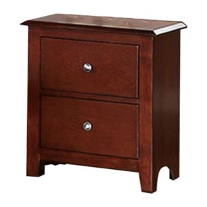 150220266991606d545e6.jpeg 25 Inches 2 Drawer Wooden Nightstand with Metal Pulls, Brown