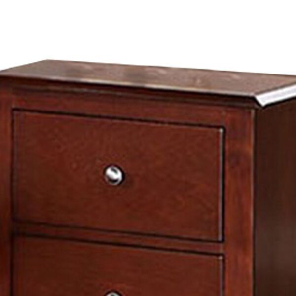 25 Inches 2 Drawer Wooden Nightstand with Metal Pulls, Brown