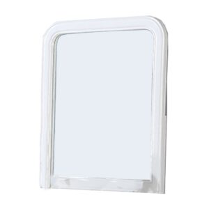 37 Inches Wooden Mirror with Curved Edges, White