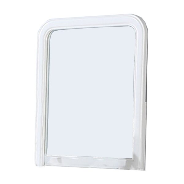 37 Inches Wooden Mirror with Curved Edges, White