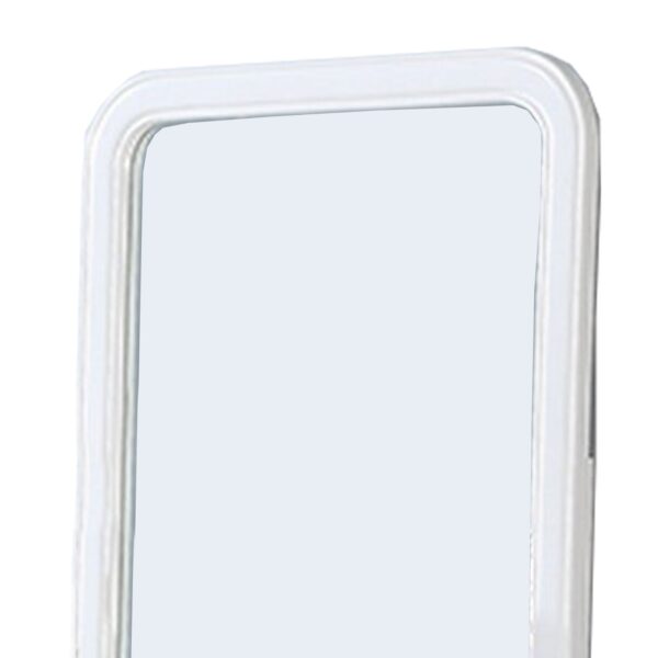 37 Inches Wooden Mirror with Curved Edges, White