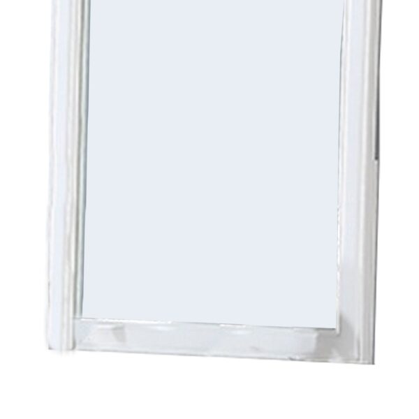 37 Inches Wooden Mirror with Curved Edges, White