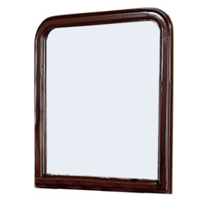 37 Inches Wooden Mirror with Curved Edges, Brown