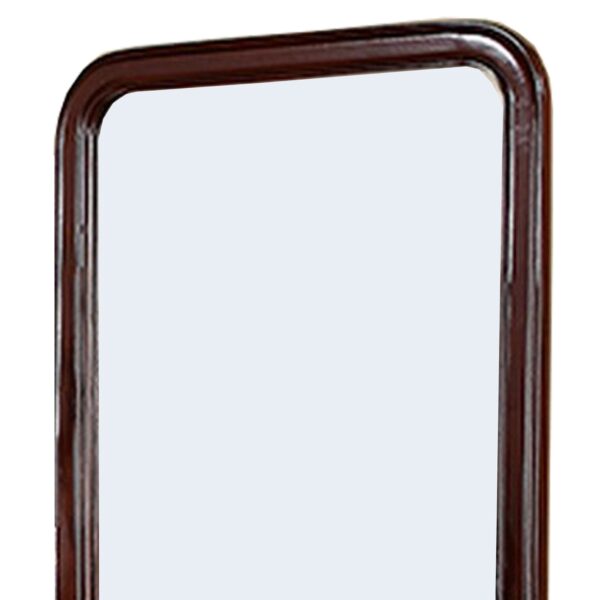 37 Inches Wooden Mirror with Curved Edges, Brown