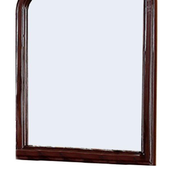 37 Inches Wooden Mirror with Curved Edges, Brown