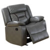 1502202669916187edb84.jpeg 37 Inches Leatherette Glider Recliner with Pillow Arms, Gray