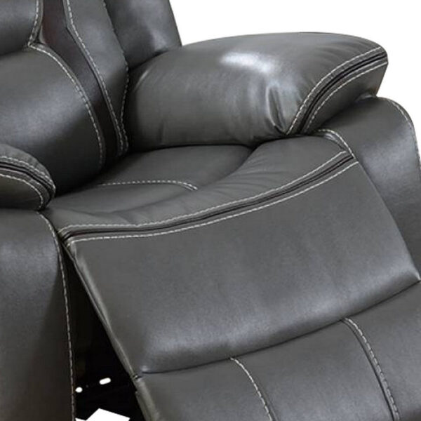 150220266991618fc0a3c.jpeg 37 Inches Leatherette Glider Recliner with Pillow Arms, Gray