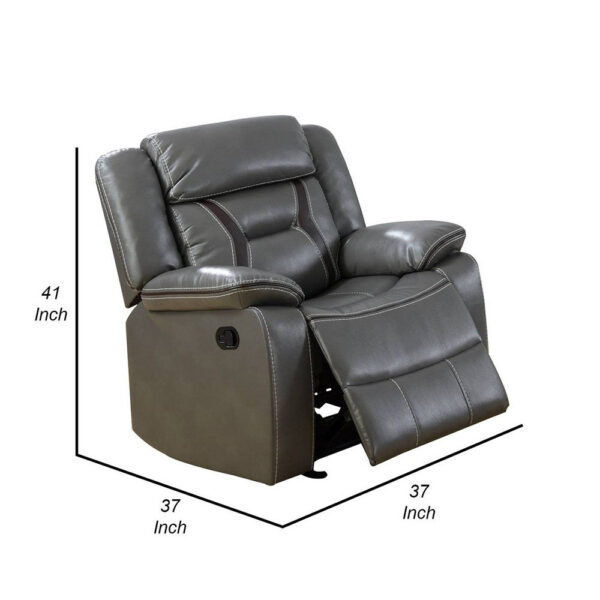 15022026699161927e883.jpeg 37 Inches Leatherette Glider Recliner with Pillow Arms, Gray