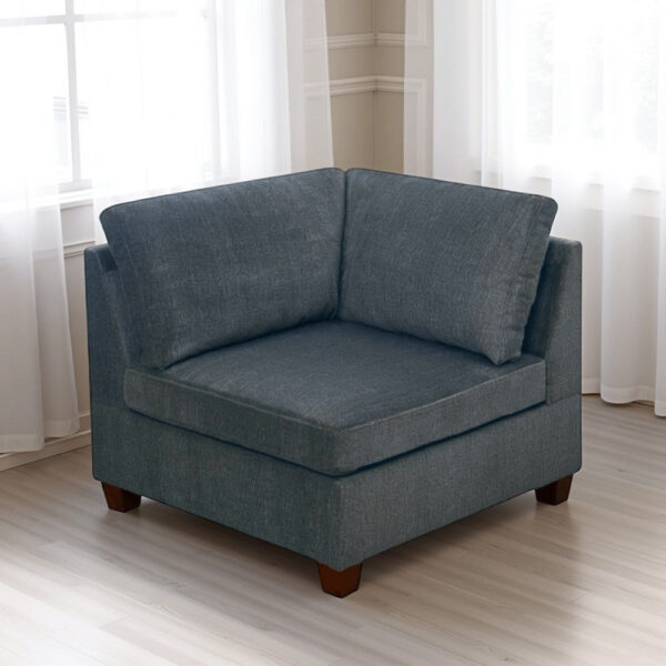 15022026699161ba31edc.jpeg 37 Inches Fabric Upholstered Wooden Corner Wedge, Gray