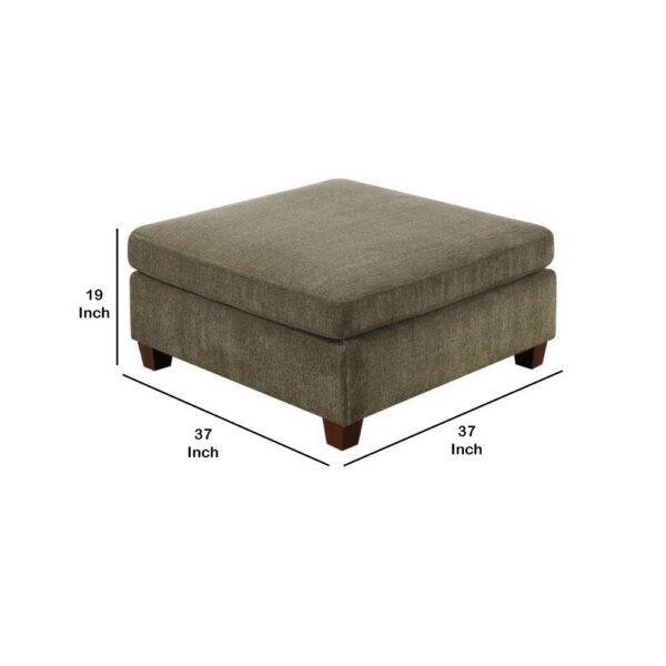 37 Inches Fabric Upholstered Wooden Ottoman, Taupe Brown