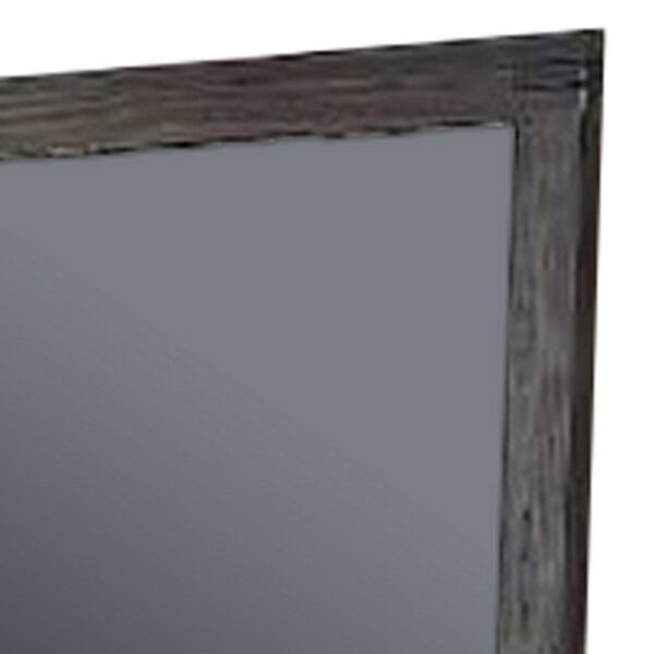 Wall Mirror with Rectangular Frame and Natural Wood Grain Details, Dark Brown
