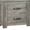 Wooden Nightstand with Two Drawers and Metal Bar Handles, Gray