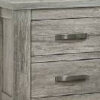 Wooden Nightstand with Two Drawers and Metal Bar Handles, Gray