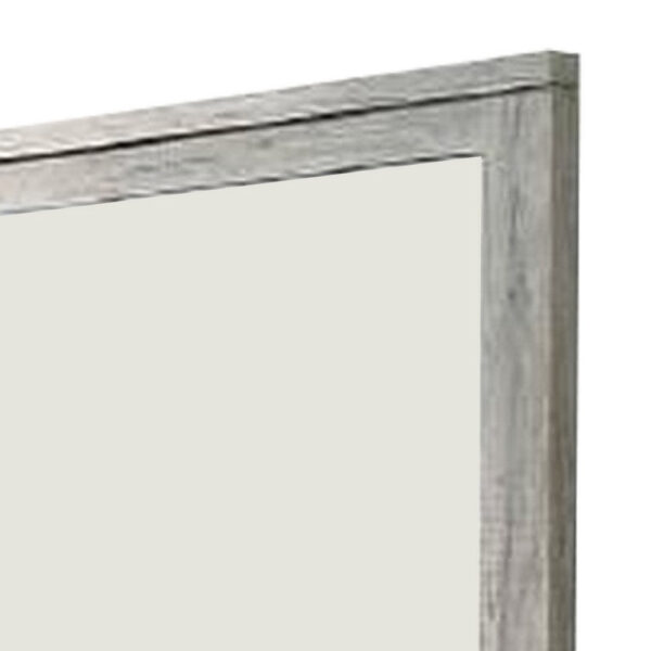 Wall Mirror with Rectangular Frame and Molded Details, Gray