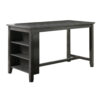 Wooden Counter Height Table with Three Storage Shelves, Gray
