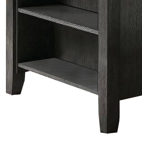 Wooden Counter Height Table with Three Storage Shelves, Gray