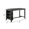 Wooden Counter Height Table with Three Storage Shelves, Gray