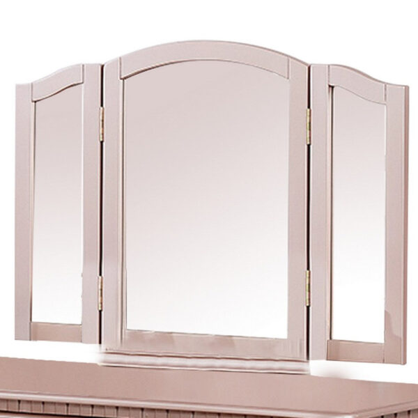 Vanity Set with Turned Tapered Legs and Three Piece Mirror, Rose Gold