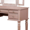 Vanity Set with Turned Tapered Legs and Three Piece Mirror, Rose Gold