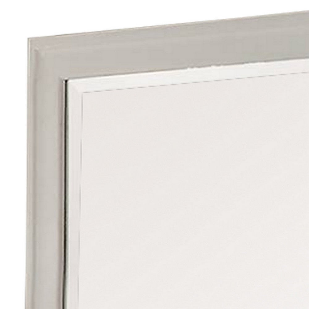 Modern Mirror with Rectangular Frame an Molded Details, White