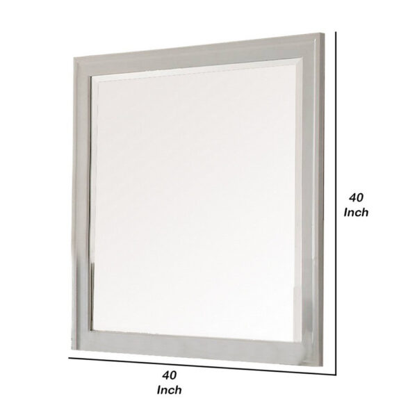 Modern Mirror with Rectangular Frame an Molded Details, White