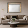 Contemporary Wall Mirror with LED and Accent Details, Gold and Brown