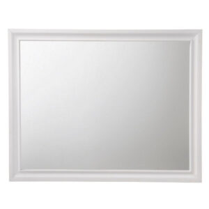 Wooden Rectangular Wall Mirror with Beveled Edges, White
