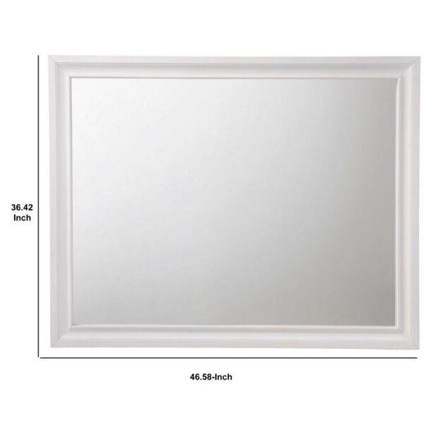 Wooden Rectangular Wall Mirror with Beveled Edges, White