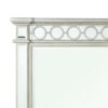 Wooden Raised Geometric Pattern Frame Mirror with Beveled Edges, Silver