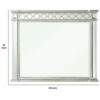Wooden Raised Geometric Pattern Frame Mirror with Beveled Edges, Silver