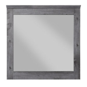 Traditional Wooden Wall Mirror with Rustic Style, Gray