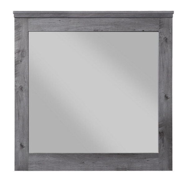 Traditional Wooden Wall Mirror with Rustic Style, Gray