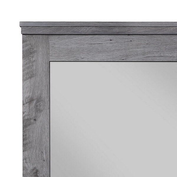 Traditional Wooden Wall Mirror with Rustic Style, Gray