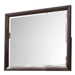 Wooden Rectangular Wall Mirror with Mounting Hardware, Brown