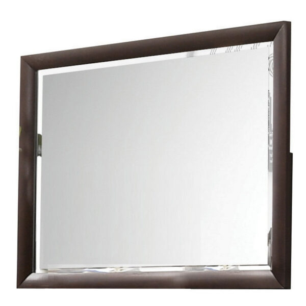Wooden Rectangular Wall Mirror with Mounting Hardware, Brown