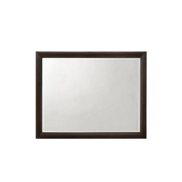 Wooden Rectangular Wall Mirror with Mounting Hardware, Brown