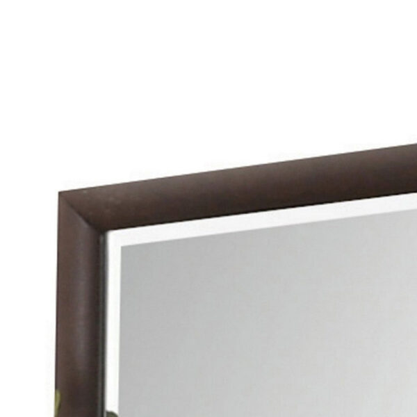 Wooden Rectangular Wall Mirror with Mounting Hardware, Brown
