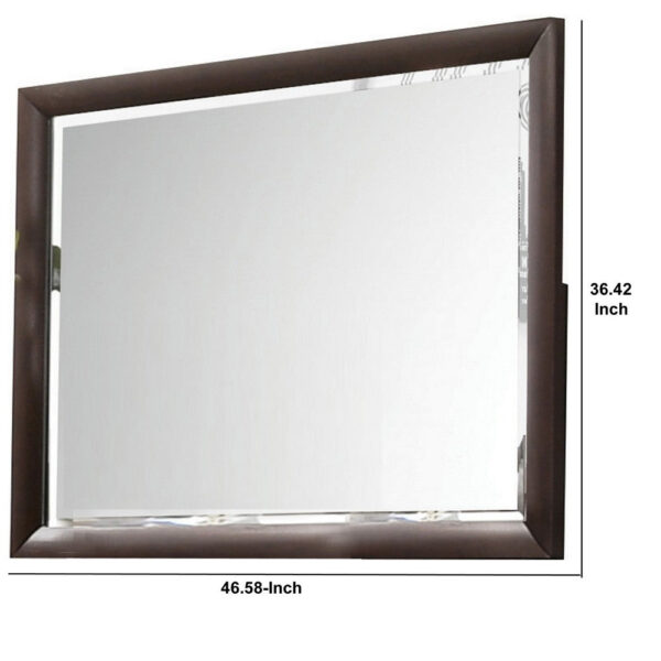 Wooden Rectangular Wall Mirror with Mounting Hardware, Brown