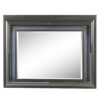 Wall Mirror with Mirror Accent and Beveled Edges, Gray