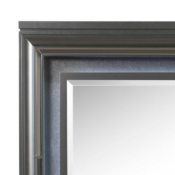 Wall Mirror with Mirror Accent and Beveled Edges, Gray