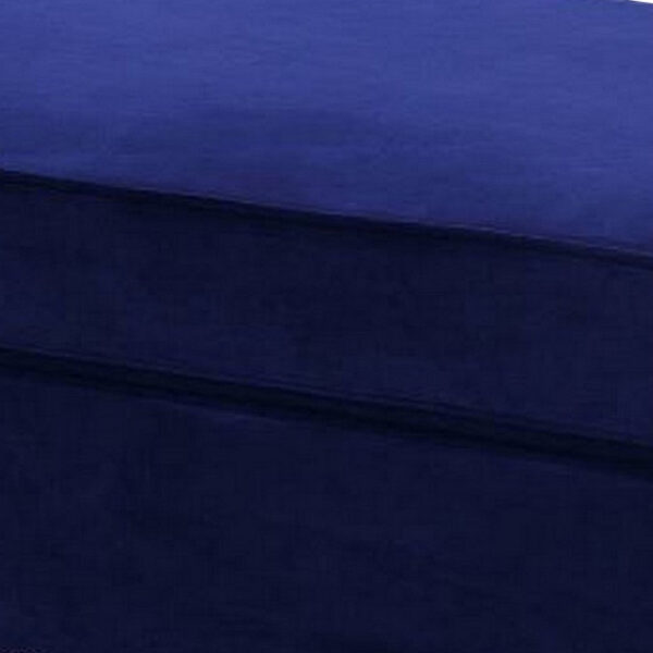 46 Inches Nailhead Trim Velvet Upholstered Ottoman, Blue